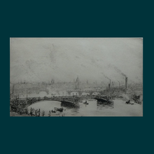 Load image into Gallery viewer, ORIGINAL ETCHING: William Lionel Wyllie (1851 – 1931)  IMAGINARY W.L. BRIDGE with St Paul's in the Distance
