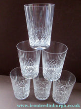 Load image into Gallery viewer, Set of Six Tall Vintage Edinburgh Crystal Whisky Glasses 1950s Appin Pattern
