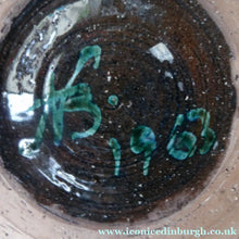 Load image into Gallery viewer,  Vintage 1960s STUDIO POTTERY Shallow Pottery Bowl; Possibly Scandinavian. Signed HS / 1963
