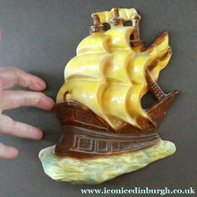 Load image into Gallery viewer, Art Deco Pottery Wall Plaque 1930s. Galleon or Sailing Ship Design
