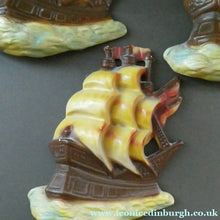 Load image into Gallery viewer, Art Deco Pottery Wall Plaque 1930s. Galleon or Sailing Ship Design
