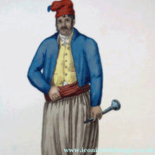 Load image into Gallery viewer, MALTESE ART. Early 19th Century Watercolour Costume Studies by Vincenzo Feneck. A Gentleman from Corfu
