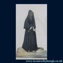 Load image into Gallery viewer, MALTESE ART. Early 19th Century Watercolour Costume Studies by Vincenzo Feneck. A Spanish Lady in Long Black Veil

