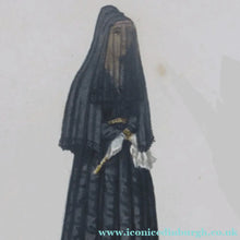 Load image into Gallery viewer, MALTESE ART. Early 19th Century Watercolour Costume Studies by Vincenzo Feneck. A Spanish Lady in Long Black Veil
