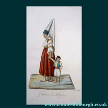 Load image into Gallery viewer, MALTESE ART. Early 19th Century Watercolour Costume Studies by Vincenzo Feneck. Algerian Lady and Child

