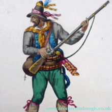 Load image into Gallery viewer, MALTESE ART. Early 19th Century Watercolour Costume Studies by Vincenzo Feneck. Neapolitan Bandit Brandishing a Musket
