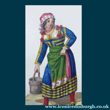 Load image into Gallery viewer, MALTESE ART. Early 19th Century Watercolour Costume Studies by Vincenzo Feneck.  Neapolitan Lady Carrying a Pail of Water
