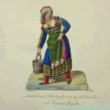 Load image into Gallery viewer, MALTESE ART. Early 19th Century Watercolour Costume Studies by Vincenzo Feneck.  Neapolitan Lady Carrying a Pail of Water
