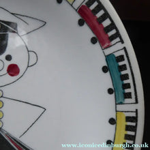 Load image into Gallery viewer, MARIANNE WESTMAN. SWEDISH Plate. Rorstrand TUFF TUFF Plate. Quirky Railway Imagery. Signalman and Trains Around the Rim

