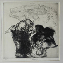 Load image into Gallery viewer, ORIGINAL 1920s Etching &amp; Drypoint by EDMUND BLAMPIED (1886 - 1966). The Market Argument. Signed in ink
