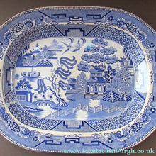 Load image into Gallery viewer, 1880s Victorian Huge Ironstone Staffordshire Pottery Willow Pattern Serving Platter

