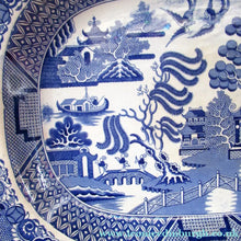 Load image into Gallery viewer, 1880s Victorian Huge Ironstone Staffordshire Pottery Willow Pattern Serving Platter
