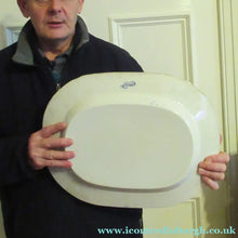Load image into Gallery viewer, 1880s Victorian Huge Ironstone Staffordshire Pottery Willow Pattern Serving Platter
