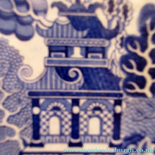 Load image into Gallery viewer, 1880s Victorian Huge Ironstone Staffordshire Pottery Willow Pattern Serving Platter
