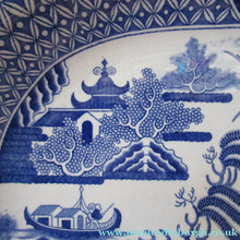Load image into Gallery viewer, 1880s Victorian Huge Ironstone Staffordshire Pottery Willow Pattern Serving Platter
