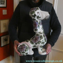 Load image into Gallery viewer, MASSIVE Mid-Century Italian Pottery Hound Dog Decorated with Hand-Painted Flowers. Height 18 inches

