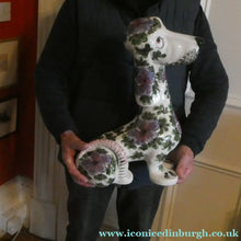 Load image into Gallery viewer, MASSIVE Mid-Century Italian Pottery Hound Dog Decorated with Hand-Painted Flowers. Height 18 inches
