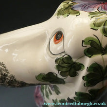 Load image into Gallery viewer, MASSIVE Mid-Century Italian Pottery Hound Dog Decorated with Hand-Painted Flowers. Height 18 inches
