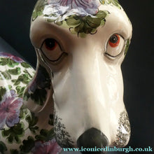 Load image into Gallery viewer, MASSIVE Mid-Century Italian Pottery Hound Dog Decorated with Hand-Painted Flowers. Height 18 inches
