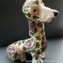 Load image into Gallery viewer, MASSIVE Mid-Century Italian Pottery Hound Dog Decorated with Hand-Painted Flowers. Height 18 inches
