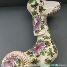 Load image into Gallery viewer, MASSIVE Mid-Century Italian Pottery Hound Dog Decorated with Hand-Painted Flowers. Height 18 inches
