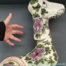 Load image into Gallery viewer, MASSIVE Mid-Century Italian Pottery Hound Dog Decorated with Hand-Painted Flowers. Height 18 inches
