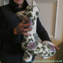 Load image into Gallery viewer, MASSIVE Mid-Century Italian Pottery Hound Dog Decorated with Hand-Painted Flowers. Height 18 inches
