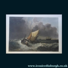 Load image into Gallery viewer, MASSIVE Original 1830s Hand Coloured Engraving by John Burnet after JMW Turner. Entitled The Bridgewater Seapiece (Dutch Boats in a Gale)
