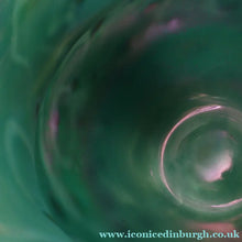 Load image into Gallery viewer, MASSIVE: Stunning 1980s SIGNED John Ditchfield Aqua Green Squat Vase / Bowl with Millefiori Canes. 7 3/4 inches
