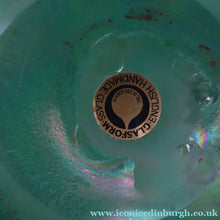 Load image into Gallery viewer, MASSIVE: Stunning 1980s SIGNED John Ditchfield Aqua Green Squat Vase / Bowl with Millefiori Canes. 7 3/4 inches
