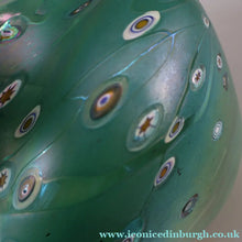 Load image into Gallery viewer, MASSIVE: Stunning 1980s SIGNED John Ditchfield Aqua Green Squat Vase / Bowl with Millefiori Canes. 7 3/4 inches
