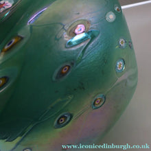 Load image into Gallery viewer, MASSIVE: Stunning 1980s SIGNED John Ditchfield Aqua Green Squat Vase / Bowl with Millefiori Canes. 7 3/4 inches

