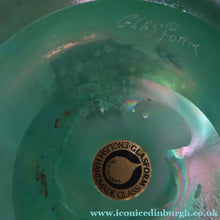 Load image into Gallery viewer, MASSIVE: Stunning 1980s SIGNED John Ditchfield Aqua Green Squat Vase / Bowl with Millefiori Canes. 7 3/4 inches
