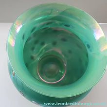 Load image into Gallery viewer, MASSIVE: Stunning 1980s SIGNED John Ditchfield Aqua Green Squat Vase / Bowl with Millefiori Canes. 7 3/4 inches
