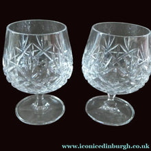 Load image into Gallery viewer, Matching PAIR of Cut Crystal Brandy Glasses. Height 4 1/4 inches 
