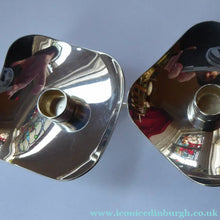 Load image into Gallery viewer, MATCHING PAIR of Danish Square Shaped Small Silver Plate Taper Berg Candle Holders
