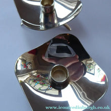 Load image into Gallery viewer, MATCHING PAIR of Danish Square Shaped Small Silver Plate Taper Berg Candle Holders
