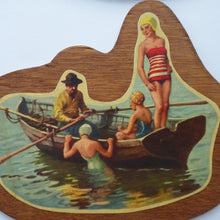 Load image into Gallery viewer, STRANGE 1950s Wooden Plate Mats - with Stylish Seaside or 1950s Beach Illustrations on each

