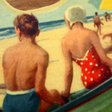 Load image into Gallery viewer, STRANGE 1950s Wooden Plate Mats - with Stylish Seaside or 1950s Beach Illustrations on each
