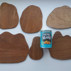 STRANGE 1950s Wooden Plate Mats - with Stylish Seaside or 1950s Beach Illustrations on each