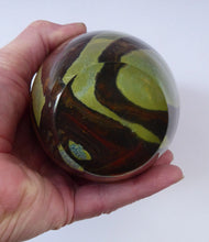 Load image into Gallery viewer, 1970s Mdina Glass Vase with Earthtone Swirls. Ovoid Shape; 6 inches in height
