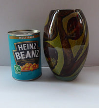 Load image into Gallery viewer, 1970s Mdina Glass Vase with Earthtone Swirls. Ovoid Shape; 6 inches in height
