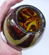 Load image into Gallery viewer, 1970s Mdina Glass Vase with Earthtone Swirls. Ovoid Shape; 6 inches in height

