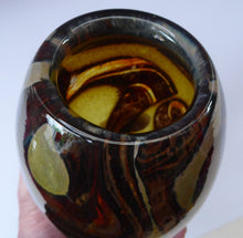 Load image into Gallery viewer, 1970s Mdina Glass Vase with Earthtone Swirls. Ovoid Shape; 6 inches in height
