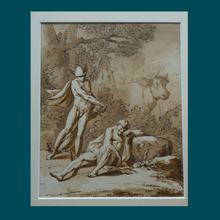 Load image into Gallery viewer, EUROPEAN SCHOOL. 18th Century Pen and Ink Drawing. Mercury and Argus
