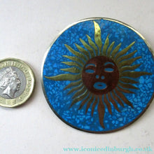 Load image into Gallery viewer, Fabulous Large SUN FACE BROOCH Vintage Mexican Silver
