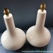 Load image into Gallery viewer, MID-CENTURY:  Highly Collectable. Matched Pair of White CASA PUPO Bulbous Ceramic Lamps. Each with stamp on base
