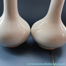 Load image into Gallery viewer, MID-CENTURY:  Highly Collectable. Matched Pair of White CASA PUPO Bulbous Ceramic Lamps. Each with stamp on base
