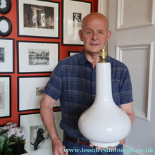 Load image into Gallery viewer, MID-CENTURY:  Highly Collectable. Matched Pair of White CASA PUPO Bulbous Ceramic Lamps. Each with stamp on base
