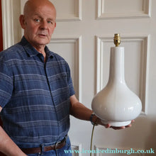 Load image into Gallery viewer, MID-CENTURY:  Highly Collectable. Matched Pair of White CASA PUPO Bulbous Ceramic Lamps. Each with stamp on base
